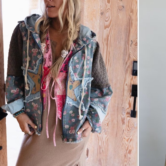 POL Blue Floral Jean Jacket with Star Patch - Picture 3 of 9